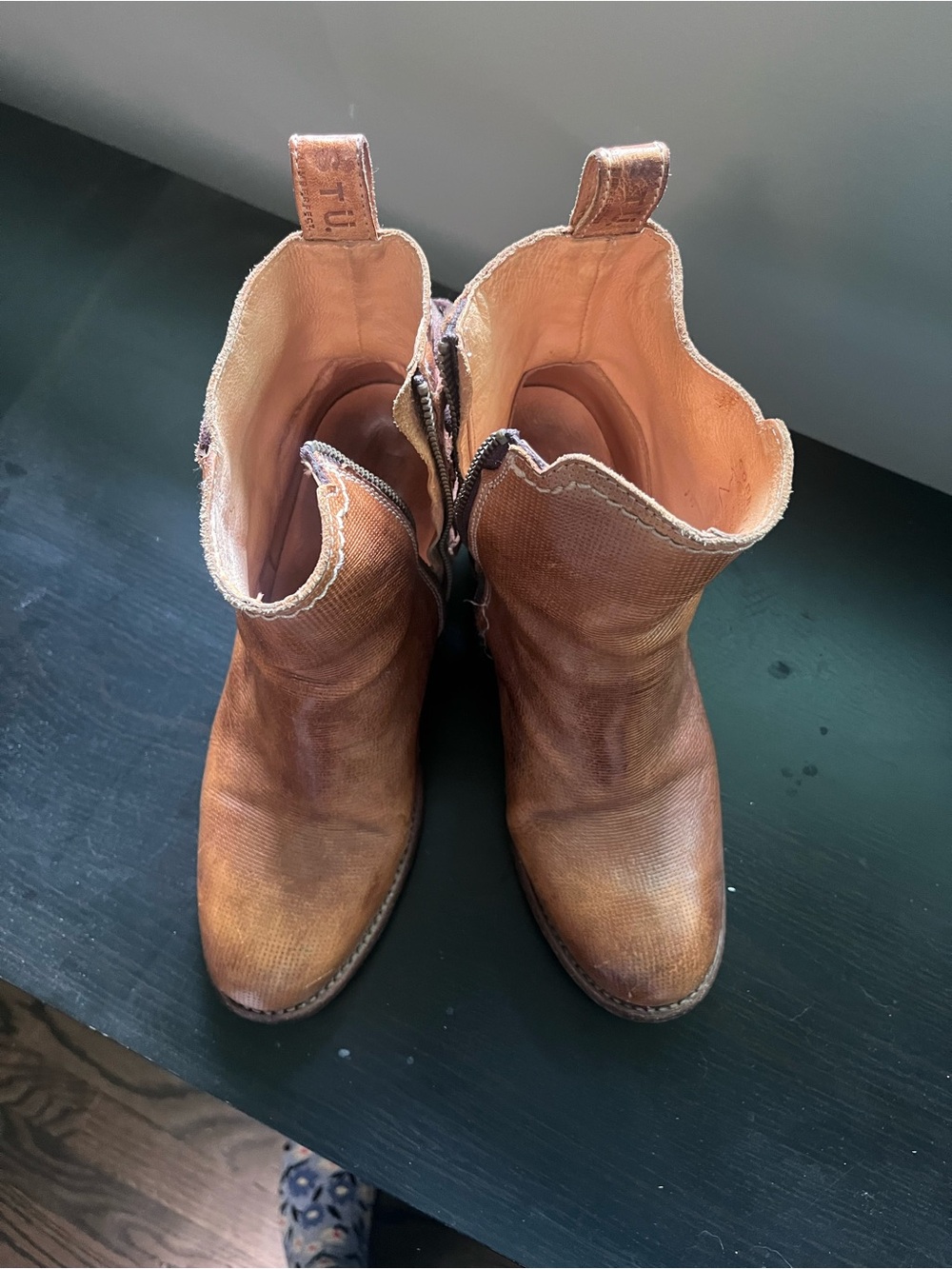 Brown Leather Western Ankle Boots